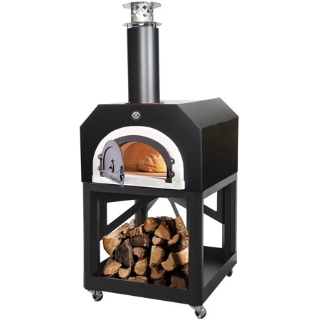 Chicago Brick Oven Wood-Burning Mobile Outdoor Pizza Oven, CBO-750 Mobile Oven with Solar Black Hood