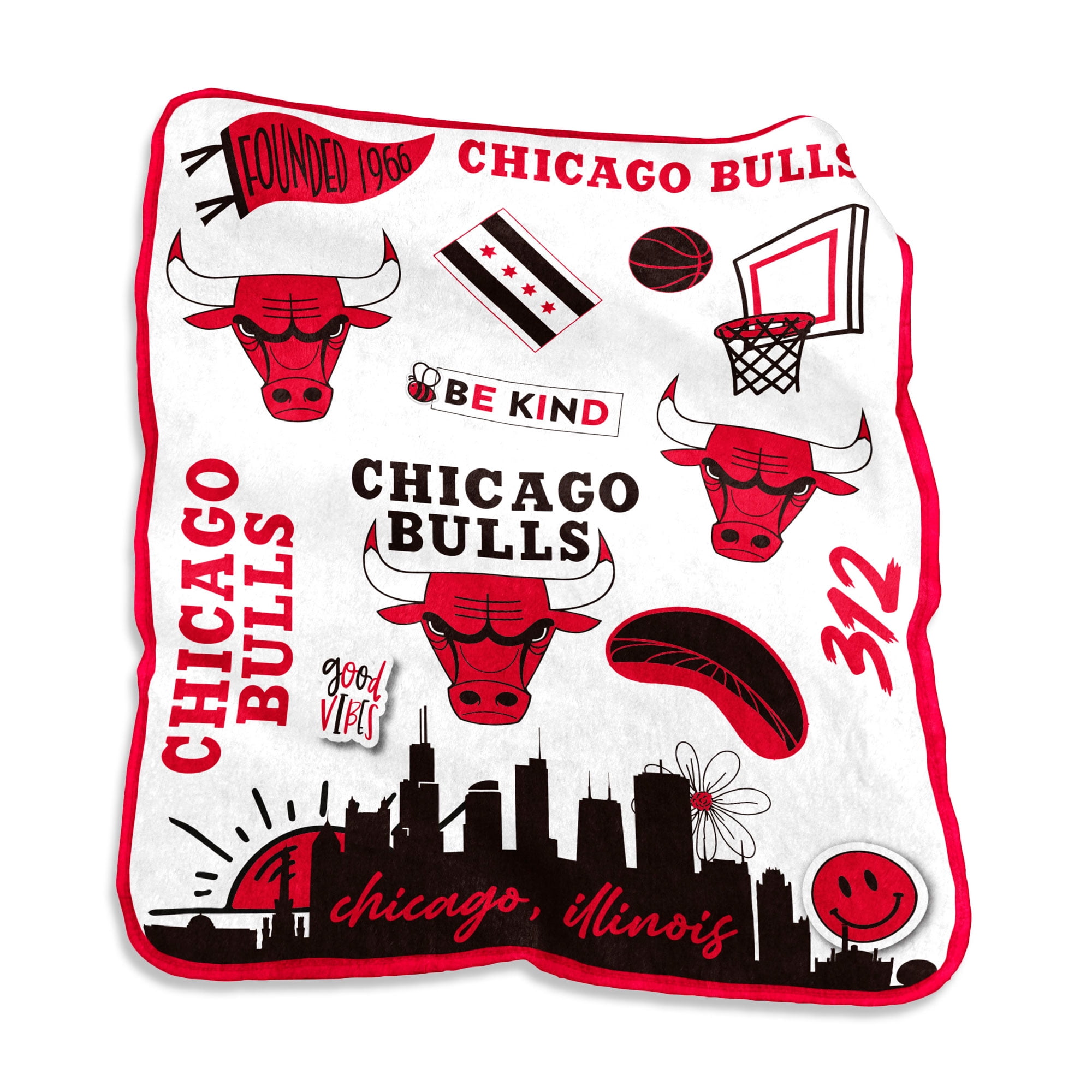 Chicago Bulls 50'' x 60'' Native Raschel Plush Throw Blanket