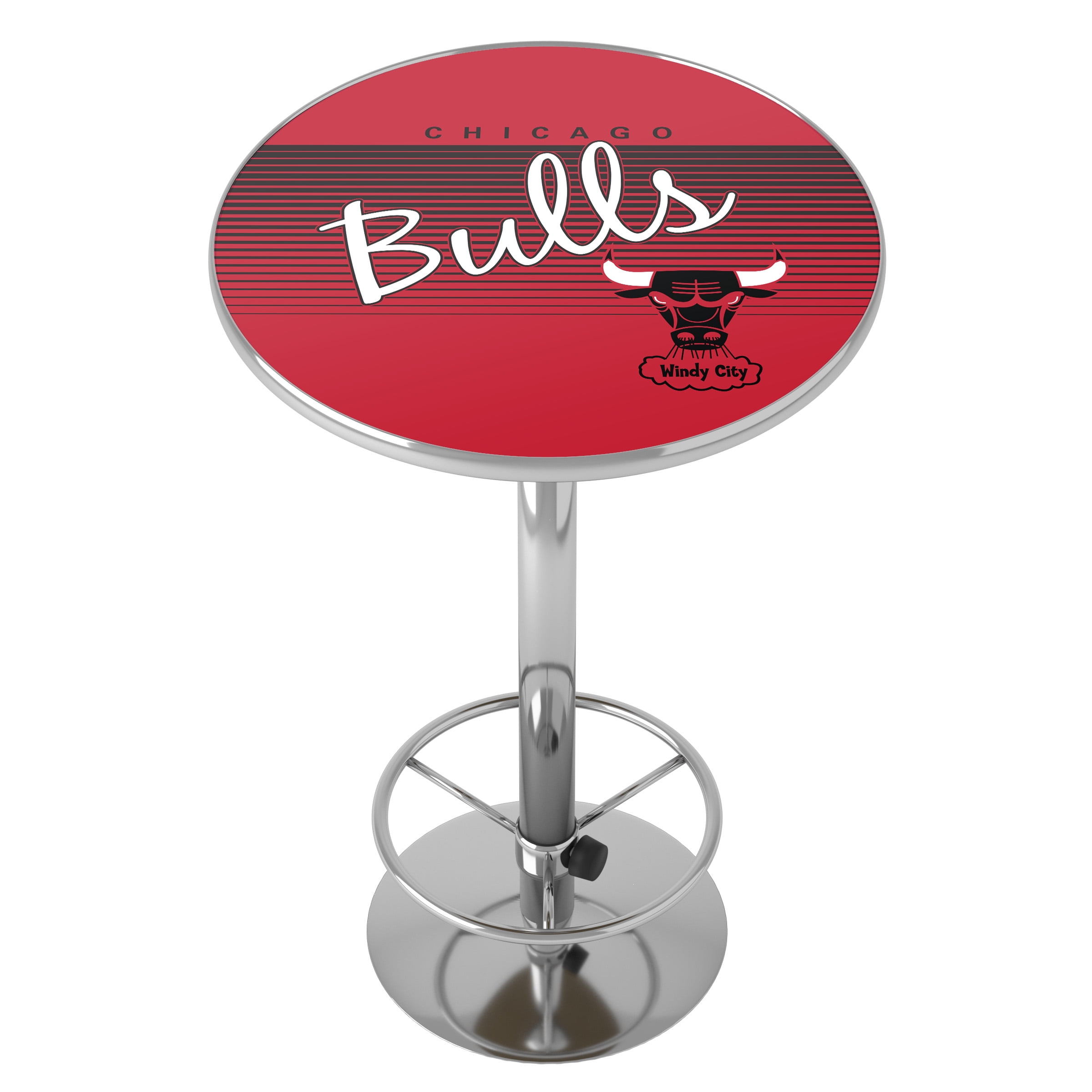 Chicago Bulls Hardwood Classics Bar Table with Adjustable Footrest and Acrylic Top