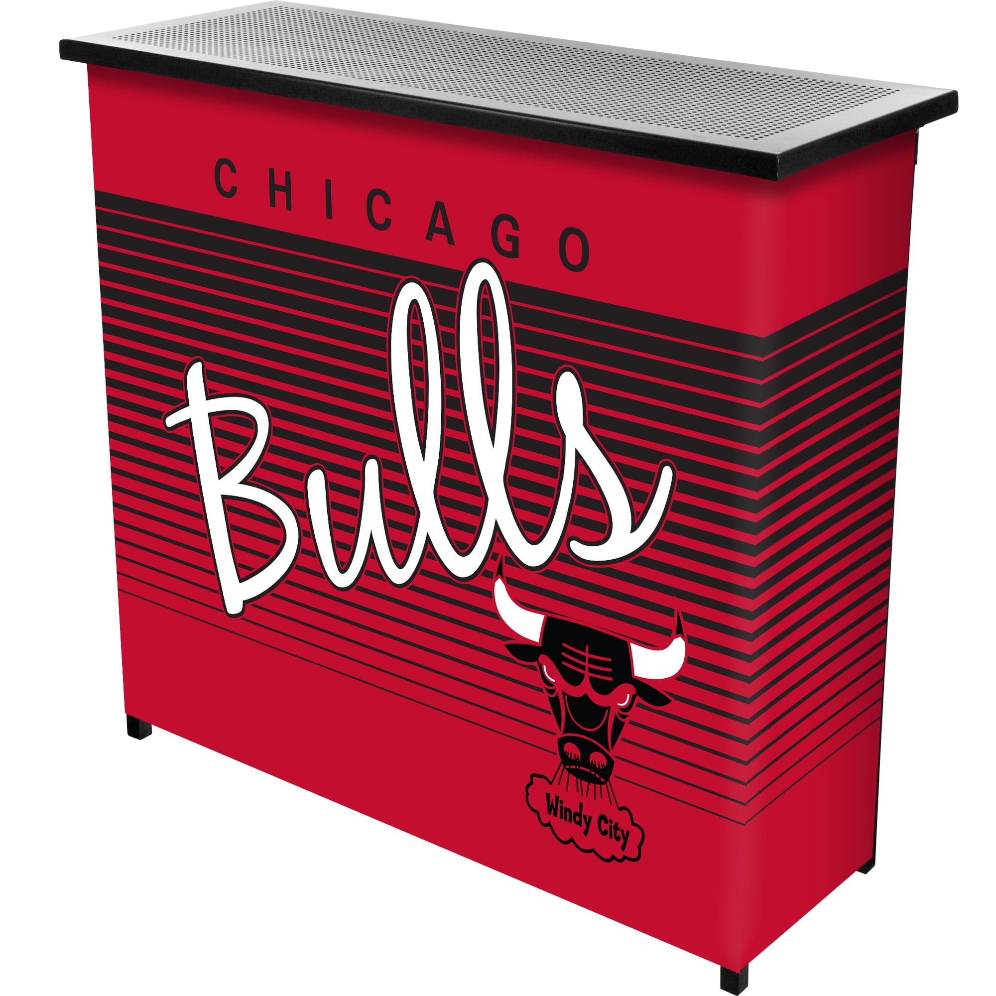 Chicago Bulls Hardwood Classics Indoor or Outdoor Portable Bar with 2 Shelves