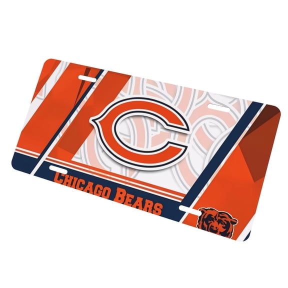 Chicago Car Aluminum Front License Plate 6x12in, Football Team Customized License Plate, Car Decorative License Plate, Easy To Install, Compatible With Most Models