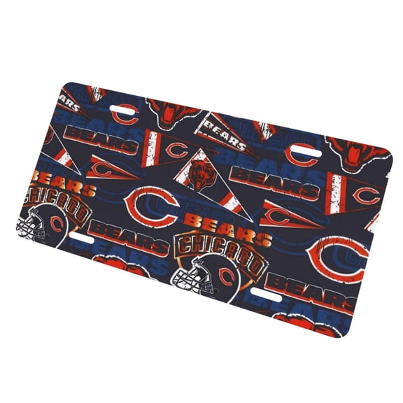 Chicago Car Aluminum Front License Plate 6x12in, Football Team Customized License Plate, Car Decorative License Plate, Easy To Install, Compatible With Most Models