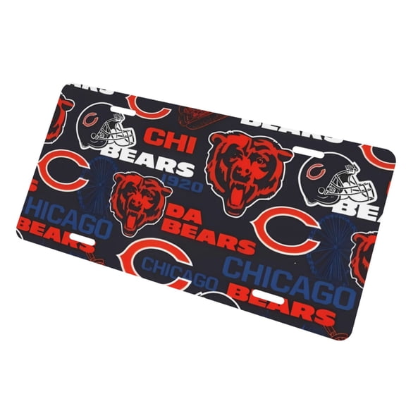 Chicago Car Aluminum Front License Plate 6x12in, Football Team Customized License Plate, Car Decorative License Plate, Easy To Install, Compatible With Most Models