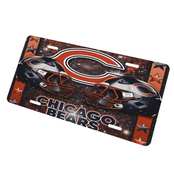 Chicago Car Aluminum Front License Plate 6x12in, Football Team Customized License Plate, Car Decorative License Plate, Easy To Install, Compatible With Most Models
