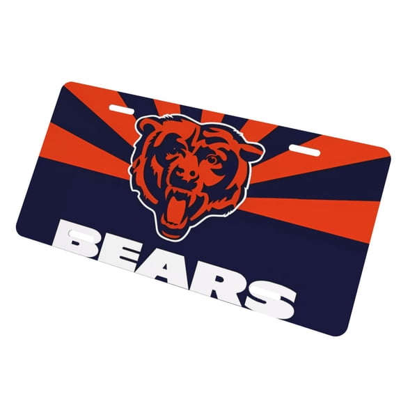 Chicago Car Aluminum Front License Plate 6x12in, Football Team Customized License Plate, Car Decorative License Plate, Easy To Install, Compatible With Most Models