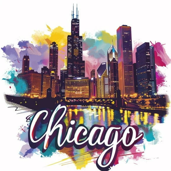 Chicago Car Decals Iconic Skyline, Windy City Pride, Durable, Waterproof, Vibrant Graphics, Easy to Apply, Perfect for Cars, Trucks, SUVs, Windows, Laptops, Customizable Urban Style for Chicago Fans