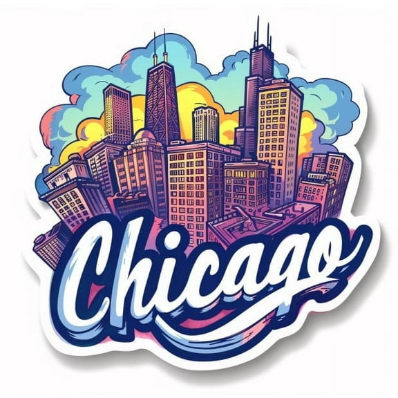 Chicago Car Stickers Windy City Skyline, Durable Vinyl, Waterproof, Easy Application, Perfect for Cars, Trucks, SUVs, Windows, Laptops, Urban Street Style, and Chicago Pride Customization