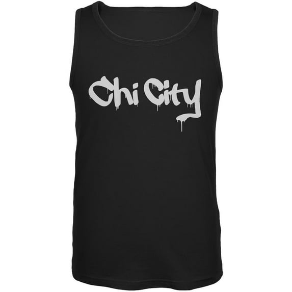 Chicago Chi City Graffiti Black Adult Tank Top - Medium