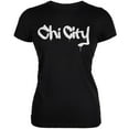 thumbnail image 1 of Chicago Chi City Graffiti Black Juniors Soft T-Shirt - Large, 1 of 1