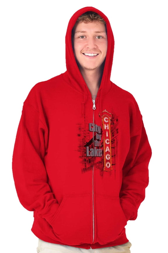 Chicago Chi Town City By The Lake IL Zip Up Hoodie Men's Women's Brisco Brands M