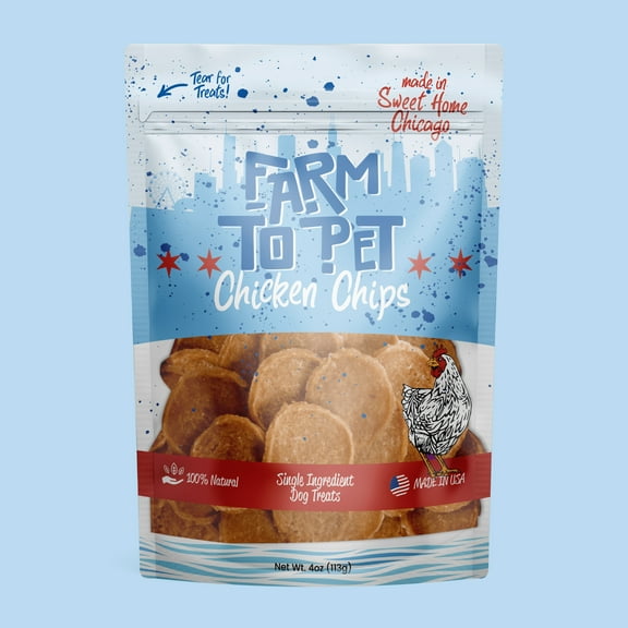 Farm to Pet Chicken Chip Dog Treats - Made in Chicago, 4oz