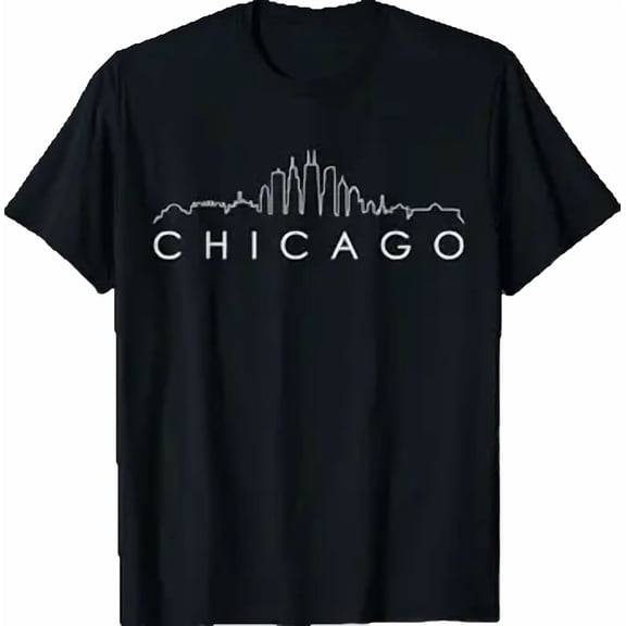 Chicago City Downtown Skyline Minimalist Illinois Souvenir T-Shirt