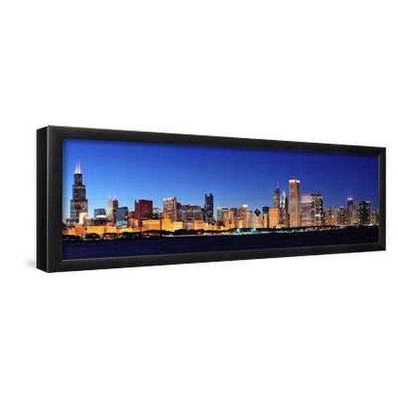 Chicago City Downtown Urban Skyline Panorama at Dusk with Skyscrapers over Lake Michigan with Clear, Framed Art Print Wall Art by Songquan Deng Sold by Art.Com