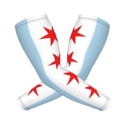 Chicago City Flag Arm Sleeves For Men And Women Compression Sun Protection Tattoo Cover Up Baseball Basketball Running
