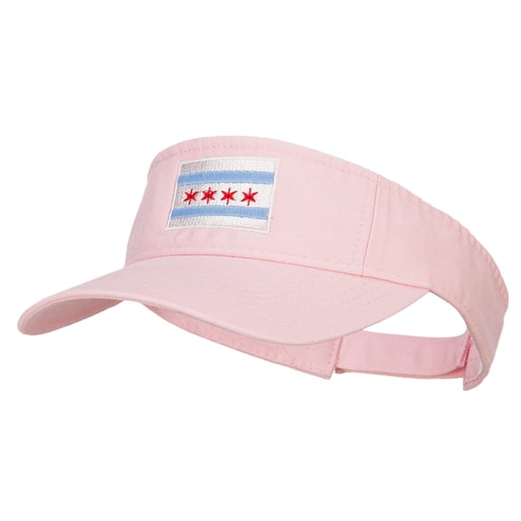 Chicago City Flag Embroidered Pro Style Cotton Washed Visor - Lt Pink OSFM
