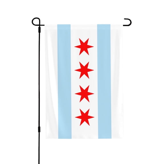 Chicago City Flag Garden Flag 28x40 Double Sided Large Stained House Yard Flag For Outside Porch Lawn Decor