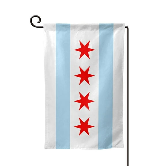Chicago City Flag Garden Flag Vertical Double Sided Yard Outdoor Decoration 12.5 x 18 Inch Square