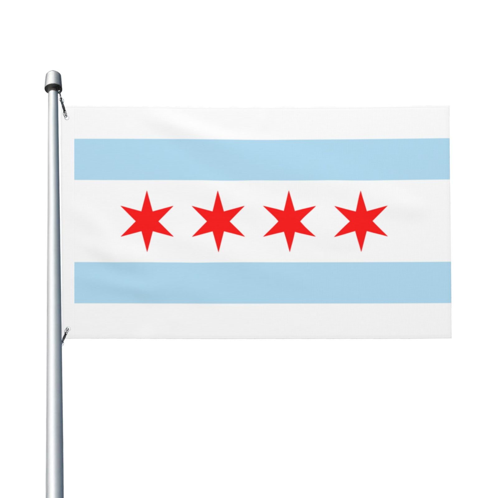 Chicago City Flag Print Flag 3x5 Ft Outdoor Garden Flag Double Sided ...