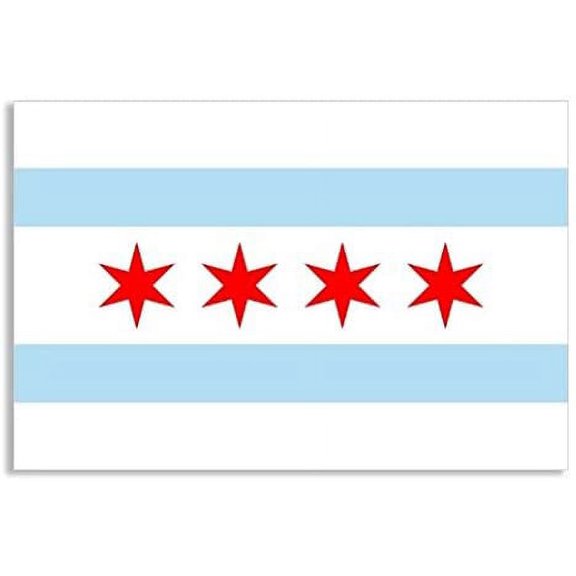 Chicago City Flag Sticker Illinois Chi Town - Sticker Graphic - Auto, Wall, Laptop, Cell Auto, Wall, Laptop, Cell Phone, Notebook, Bumper, Window, Truck