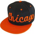 thumbnail image 1 of Chicago City Name Offset Script Snapback Baseball Cap (Black/Red), 1 of 3