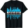 thumbnail image 1 of Chicago City Skyline Flag Graphic Unisex Short Sleeve Casual T-Shirt, 1 of 6