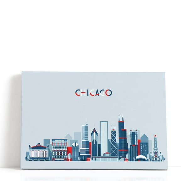 Chicago City Skyline, United States - Wrapped Canvas Print Wall Art | 48" W x 32" H