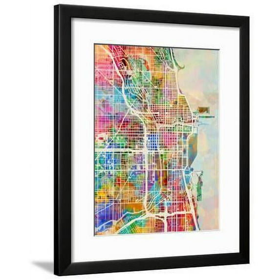 Chicago City Street Map, Framed Art Print Wall Art by Michael Tompsett Sold by Art.Com