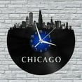 thumbnail image 1 of Chicago Cityscape 2 12 Inch Vinyl Record Wall Clock - Silent, Creative, and Unique Clock for Living Room, Entryway, or Bedroom Decor - Perfect Gift Idea(12 inchs B without LED), 1 of 6