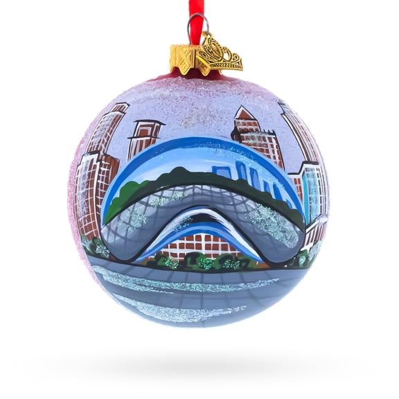 Chicago Cityscape Reflections Glass Ball Ornament 3.25 Inches
