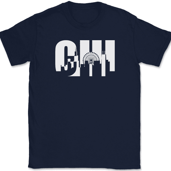 Chicago Cityscape T-Shirt Illinois Geography State City Pride Chiagoan IL Tee - Navy, 2XL