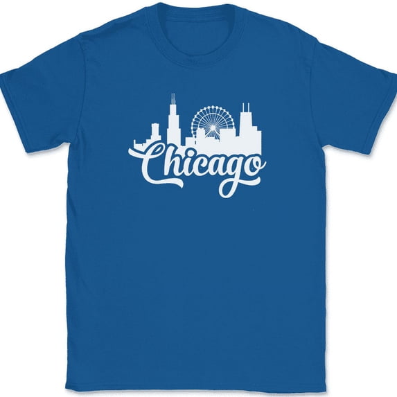 Chicago Cityscape T-Shirt Illinois Geography State City Pride Chiagoan IL Tee - Royal Blue, 5XL