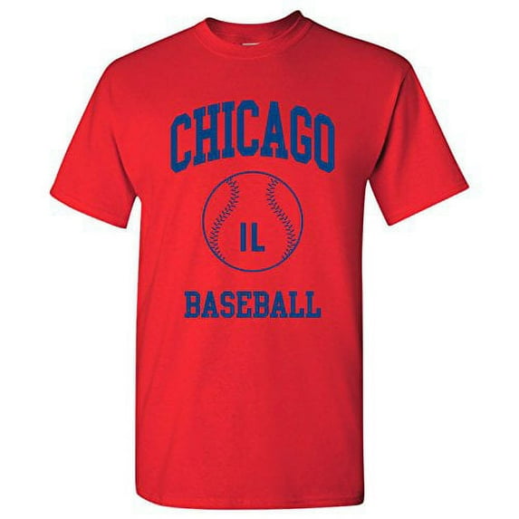 Chicago Classic Baseball Arch Basic Cotton T-Shirt - X-Large - Red