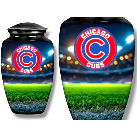 Chicago Clubs Design Black Cremation Urn Box Funeral Urn Box Burial Urn For ash Box Keepsakes Urn Box Memorial Urn Loved Urn For Ashes