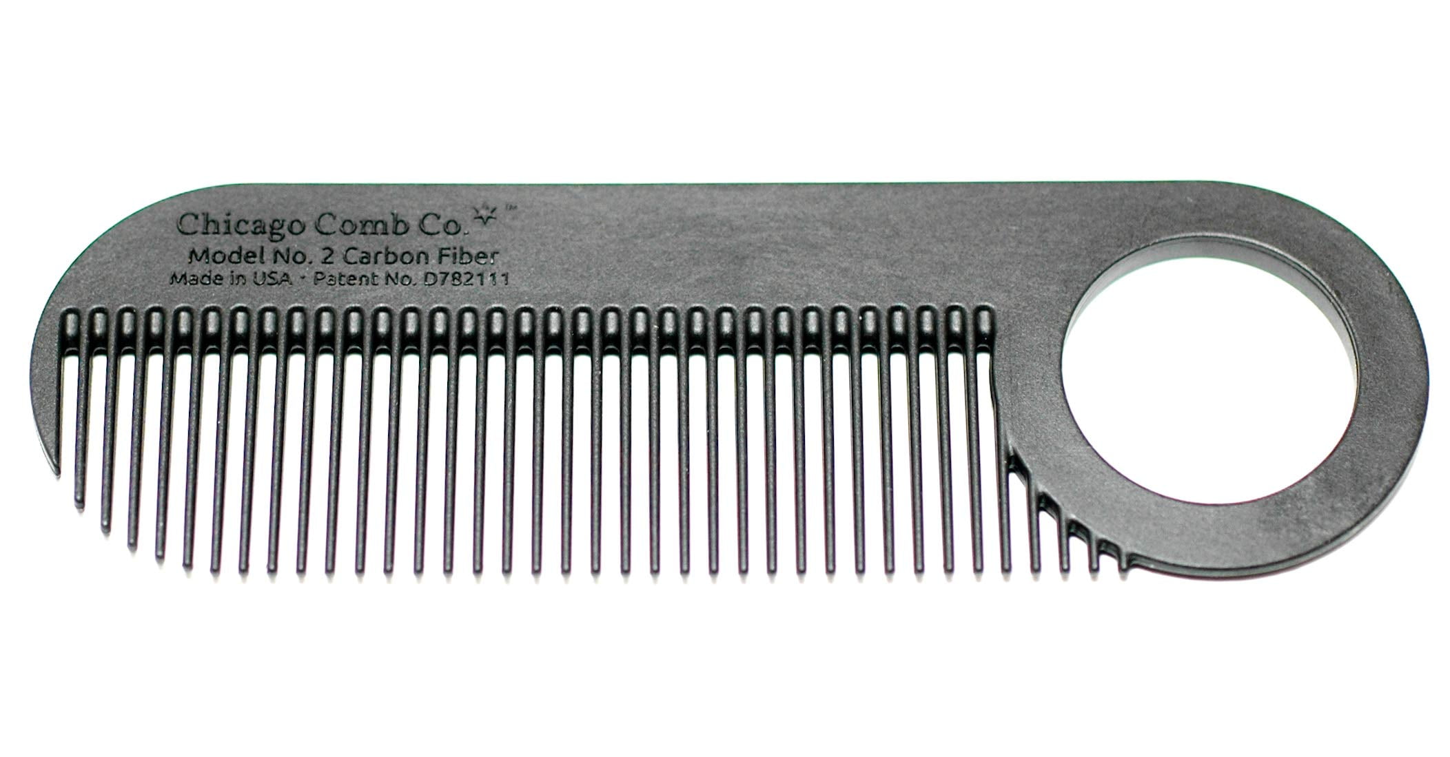 Chicago Comb Model 2 Carbon Fiber, Made in USA, Antistatic, 4 inches