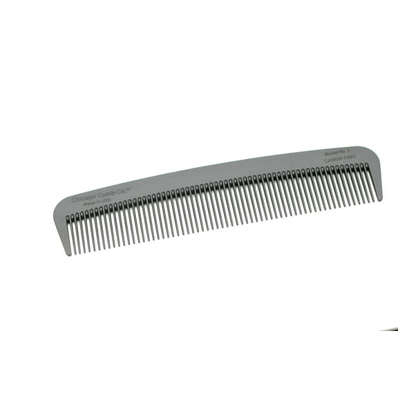 Chicago Comb Model 3 Carbon Fiber, Made in USA, Anti-static, 5.5 inches (14 cm) long, Fine-tooth, Pocket, Travel, EDC comb, Finer Hair and Beards