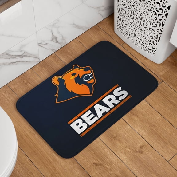 Chicago Crystal Velvet Lock Edge Floor Mat 40" x 60", Football Team Themed Entryway Floor Mat, Kitchen and Living Room Floor Mat for Home Decor Area Rug