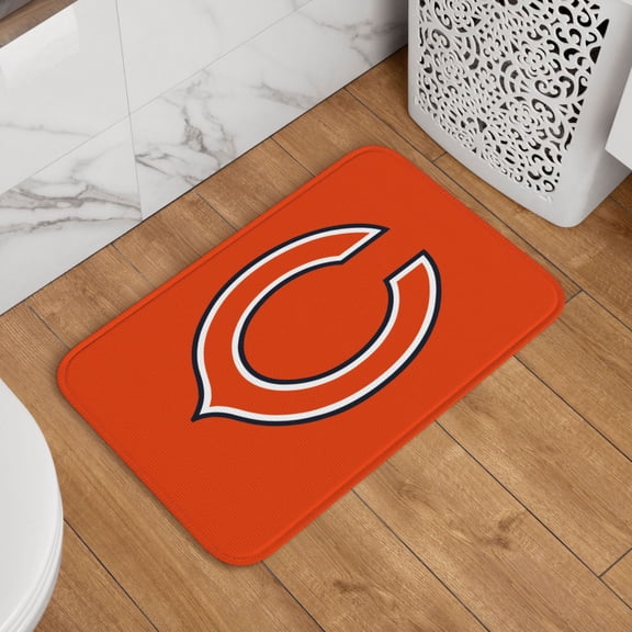 Chicago Crystal Velvet Lock Edge Floor Mat 40" x 60", Football Team Themed Entryway Floor Mat, Kitchen and Living Room Floor Mat for Home Decor Area Rug