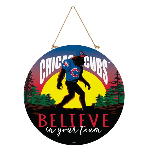 Chicago Cubs 18" Bigfoot "Believe in Yourself" Team Logo Wood Round Door Sign