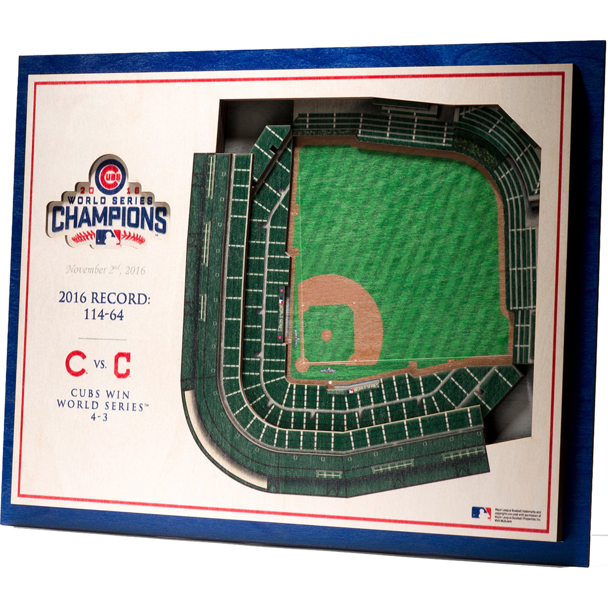 Chicago Cubs World Series Champions 3D Wooden Stadium Wall Art