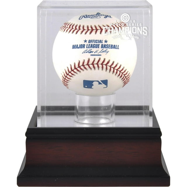 Chicago Cubs 2016 MLB World Series Champions Mahogany Logo Baseball Display Case