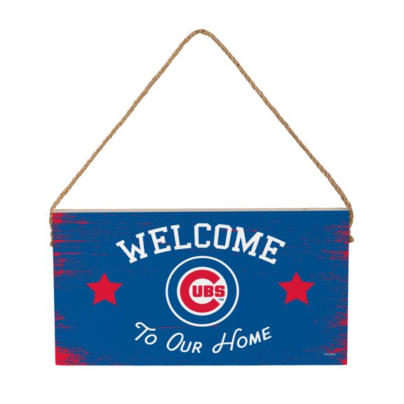 Chicago Cubs 6" x 11" Welcome Home Wood Wall Sign with Rope Hanger