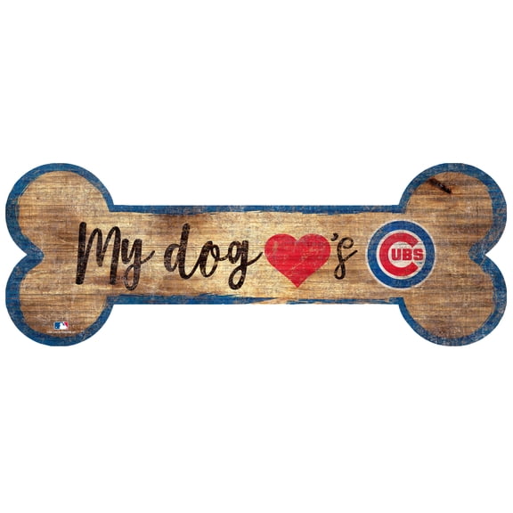 Chicago Cubs 6'' x 12'' Dog Bone Sign