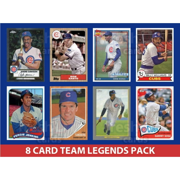Chicago Cubs 8 Card Legends Pack 2023 Topps Bowman Sandberg Banks Sosa