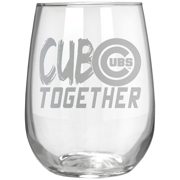 Chicago Cubs Etched 17oz. Rally Cry Stemless Wine Glass
