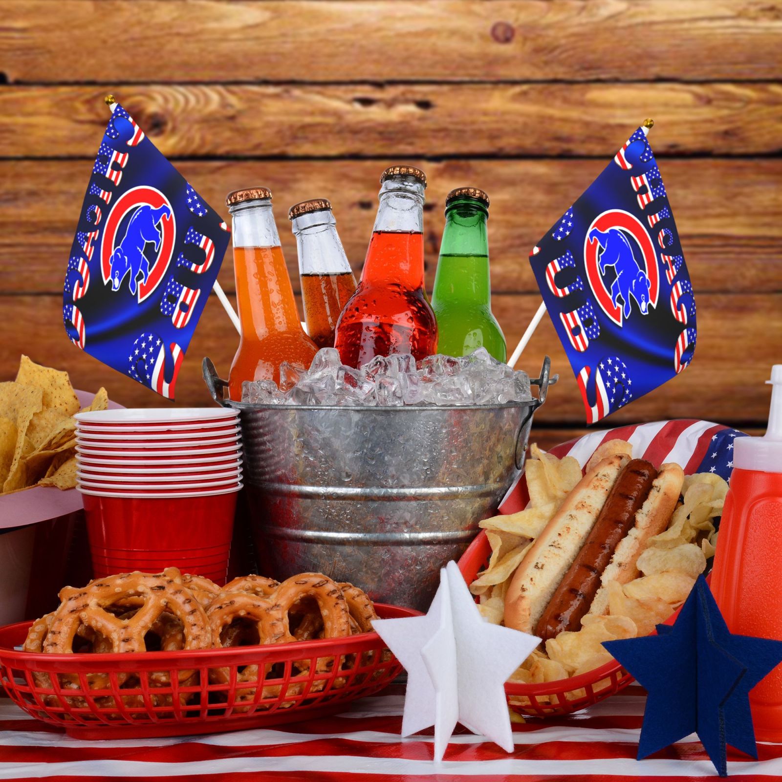 Chicago_Cubs Handheld Flag and Mini Stick Flag 5.5x8.2in