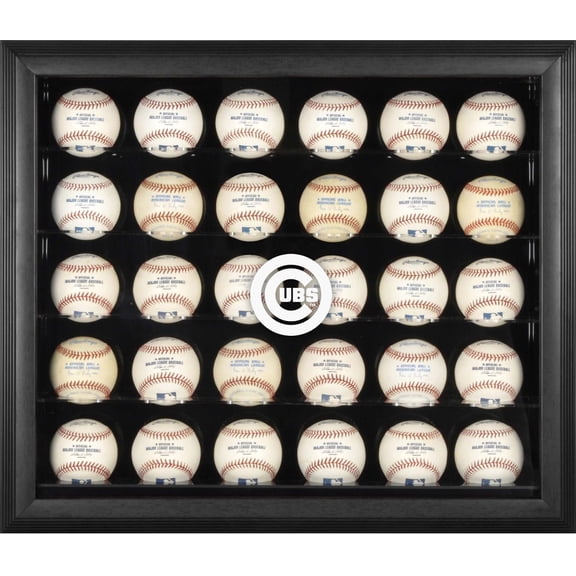 Chicago Cubs Logo Black Framed 30-Ball Display Case