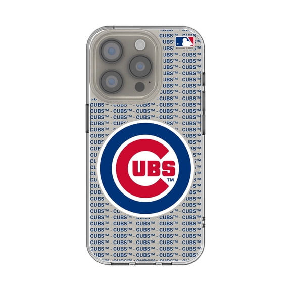 Chicago Cubs Text Backdrop Clear iPhone Case