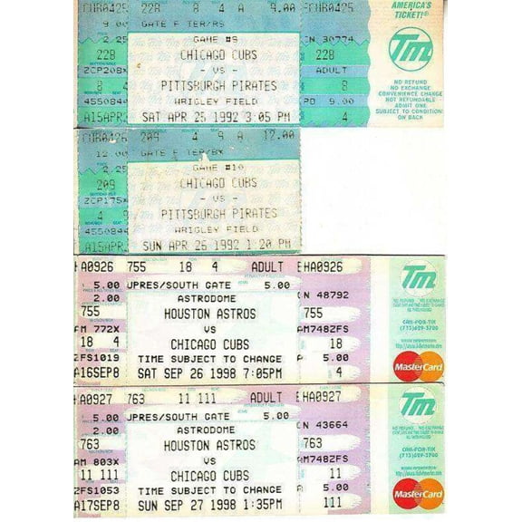 Chicago Cubs 4 vintage 1990s tickets Sammy Sosa