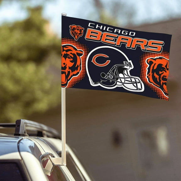 Chicago Custom Car Flag 12" x 18", Football Team Fan Game Day Themed Flag, Personalized Car Decorative Flag, Weatherproof Car Flag, Window Hanging Flag (Flagpole Not Included)