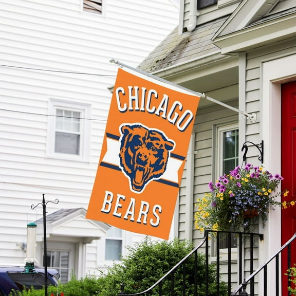 Chicago Custom Vertical Double Sided Flag 3x5FT, American Football Team Fans Support Victory Flag for Indoor and Outdoor Garden Wall Decoration